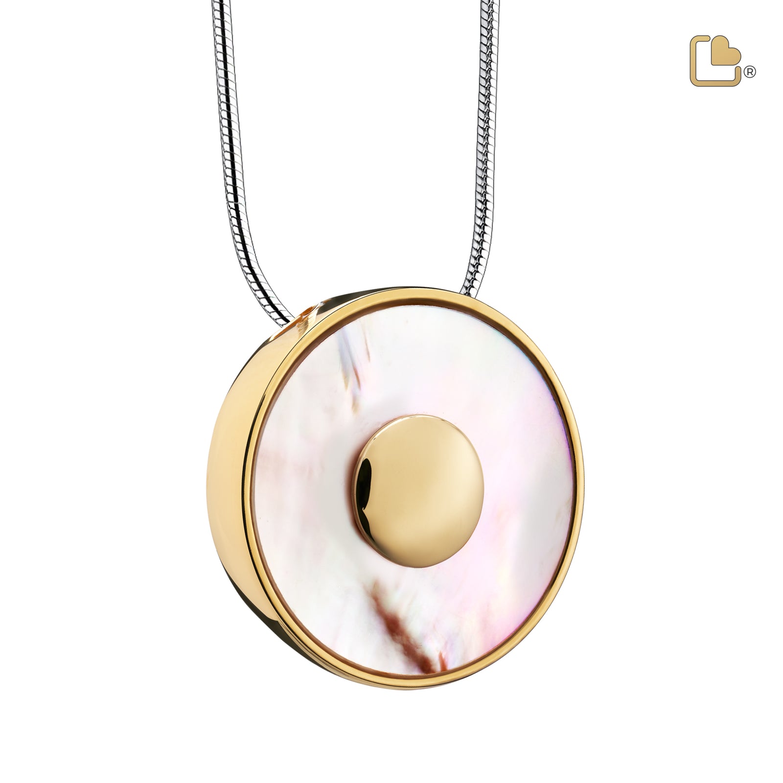 PD1290 Mother of Pearl Ashes Pendant Pol Gold Vermeil