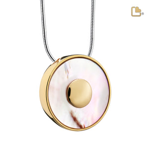 PD1290 Mother of Pearl Ashes Pendant Pol Gold Vermeil