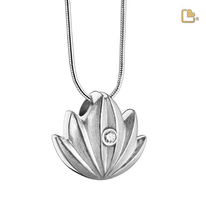 PD1300 Lotus Ashes Pendant Bru Silver w/Zirconia