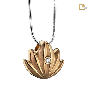 PD1301 Lotus Ashes Pendant Bru Gold Vermeil w/Zirconia