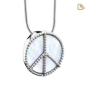 PD1320 Peace Mother of Pearl Ashes Pendant Pol Silver