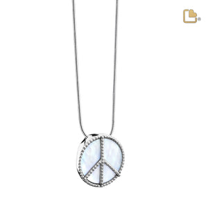 PD1320 Peace Mother of Pearl Ashes Pendant Pol Silver