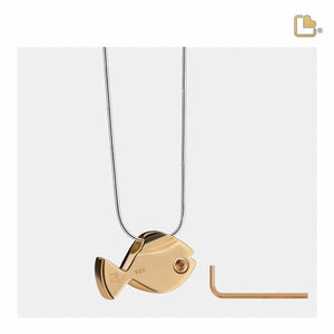 PD1331 Fish Ashes Pendant Pol & Bru Gold Vermeil w/Zirconia