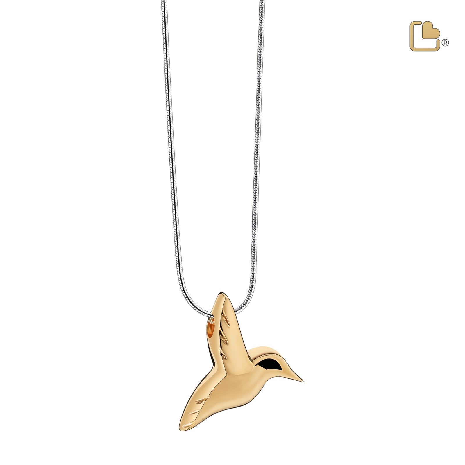 PD1351 HummingBird Ashes Pendant Pol Gold Vermeil