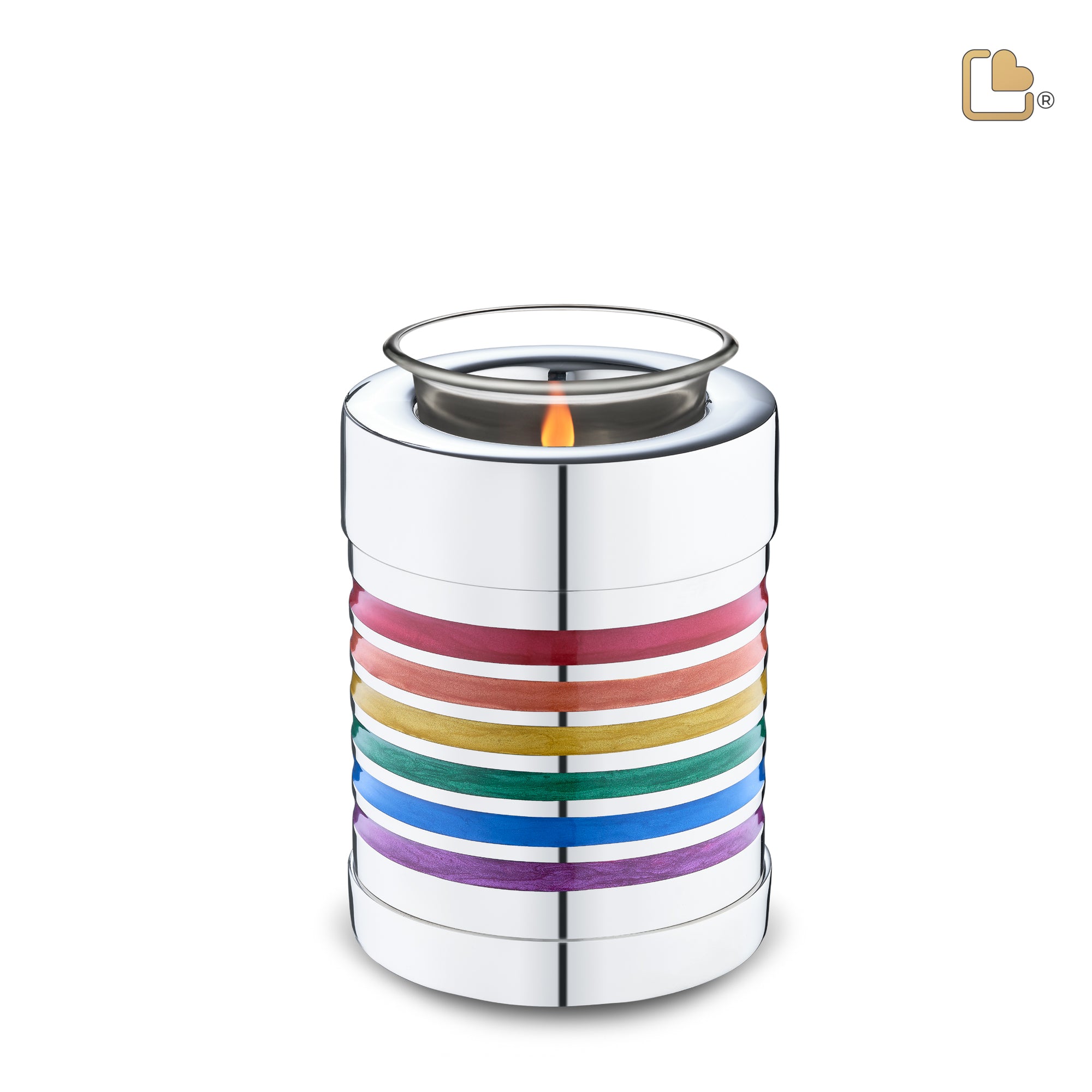 T222   Pride Rainbow Tealight Urn Pol Silver