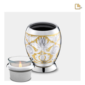T250 Elegant Floral Tealight Urn Pol Silver