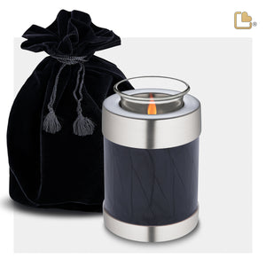T523 Tealight Urn Pearl Midnight & Bru Pewter