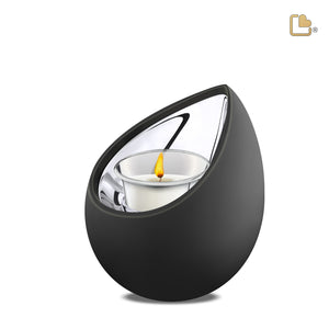 T583 Drop Tealight Urn Black & Pol Silver