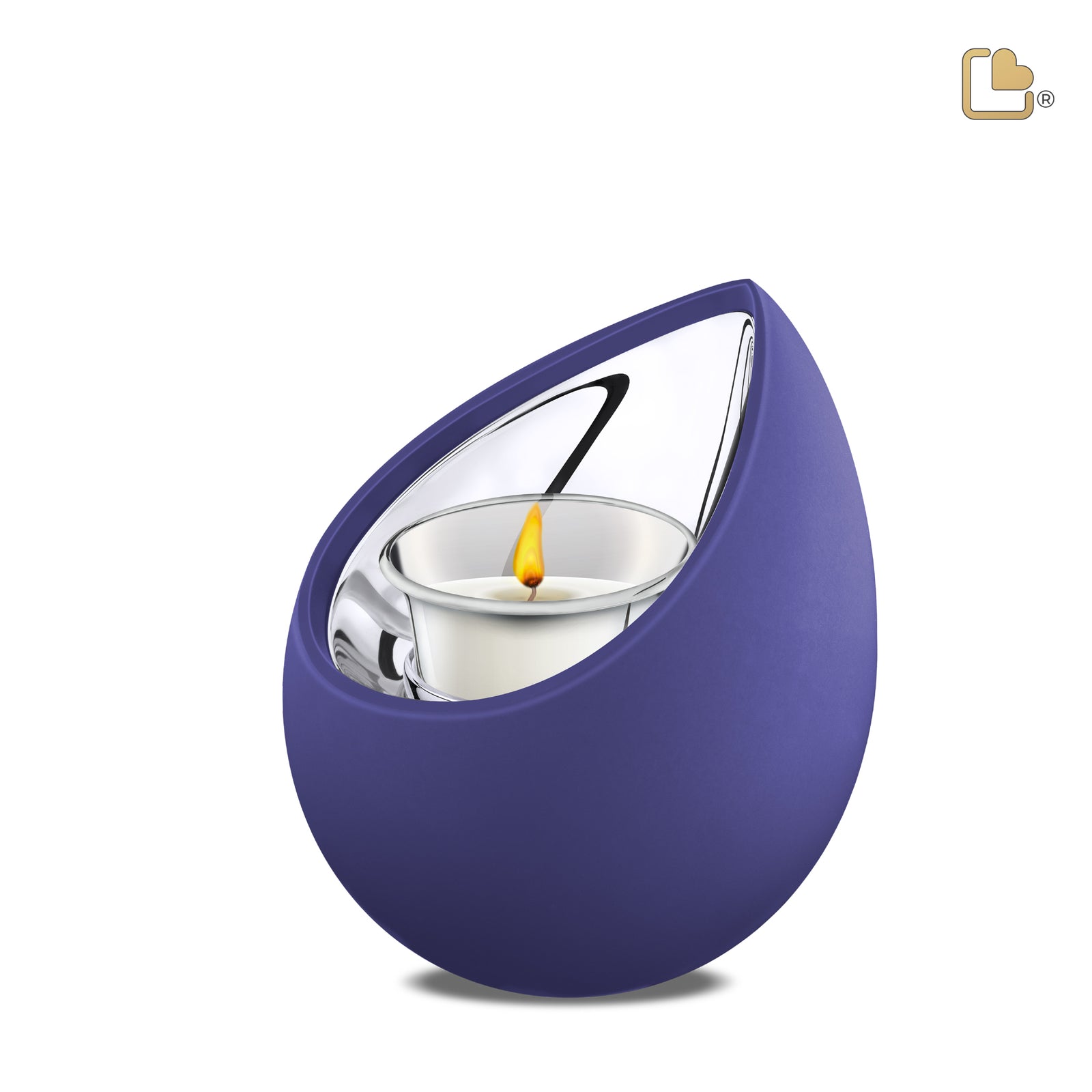 T586 Drop Tealight Urn Navy & Pol Silver