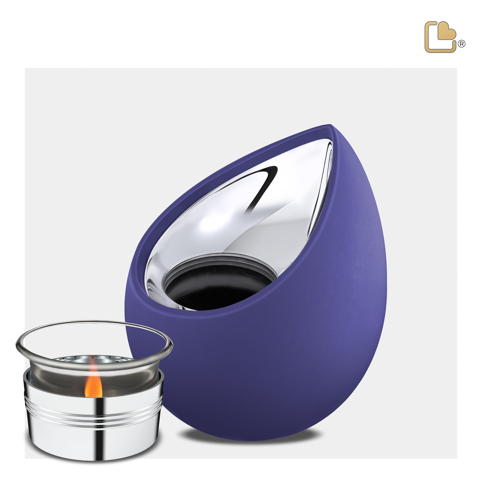 T586 Drop Tealight Urn Navy & Pol Silver