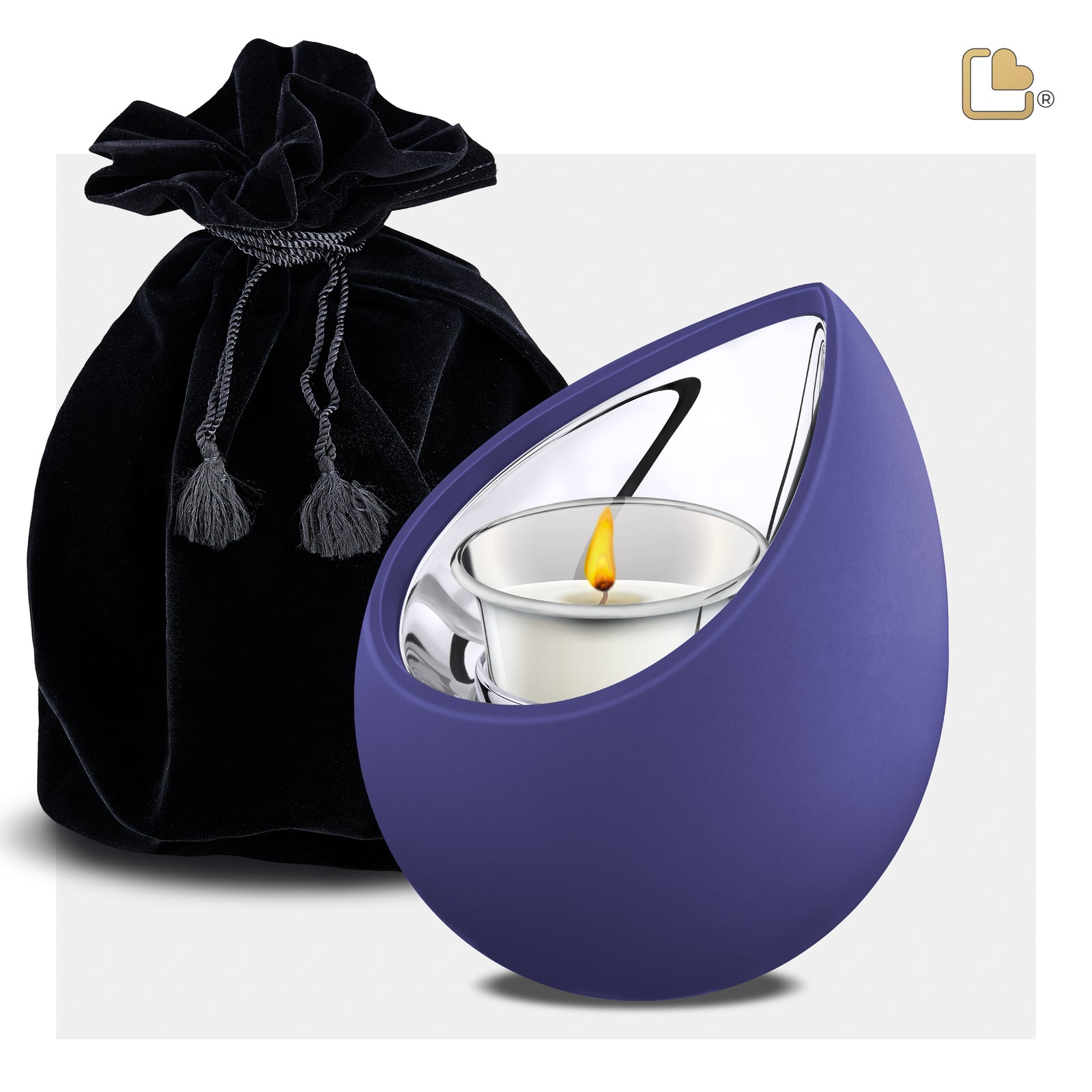 T586 Drop Tealight Urn Navy & Pol Silver