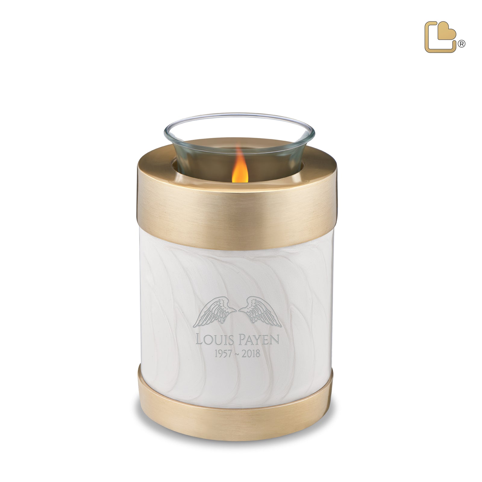 T653 Tealight Urn Pearl White & Bru Gold