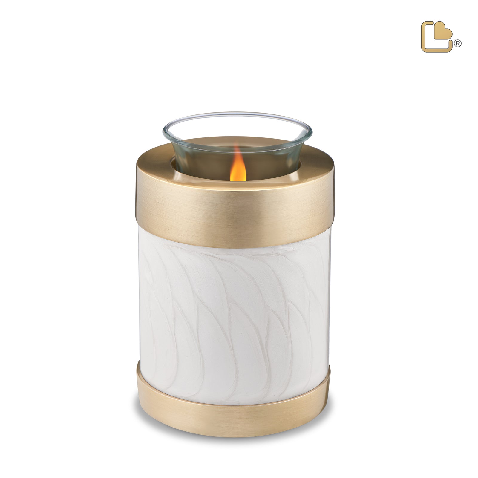 T653 Tealight Urn Pearl White & Bru Gold
