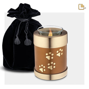 T654 Pet Tealight Urn Bronze & Bru Gold