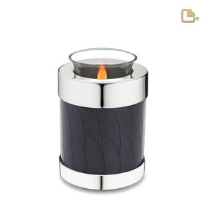 T666 Tealight Urn Pearl Midnight & Pol Silver