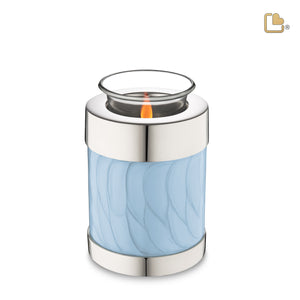 T668 Tealight Urn Pearl Blue & Pol Silver