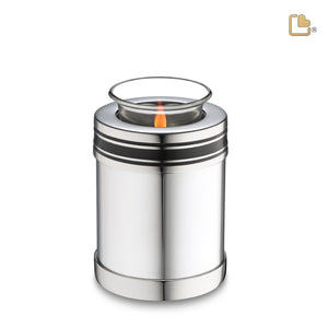 T669 ArtDeco Tealight Urn Pol Silver