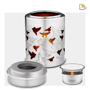 T712 Reflections of Soul Tealight Urn Bru Pewter