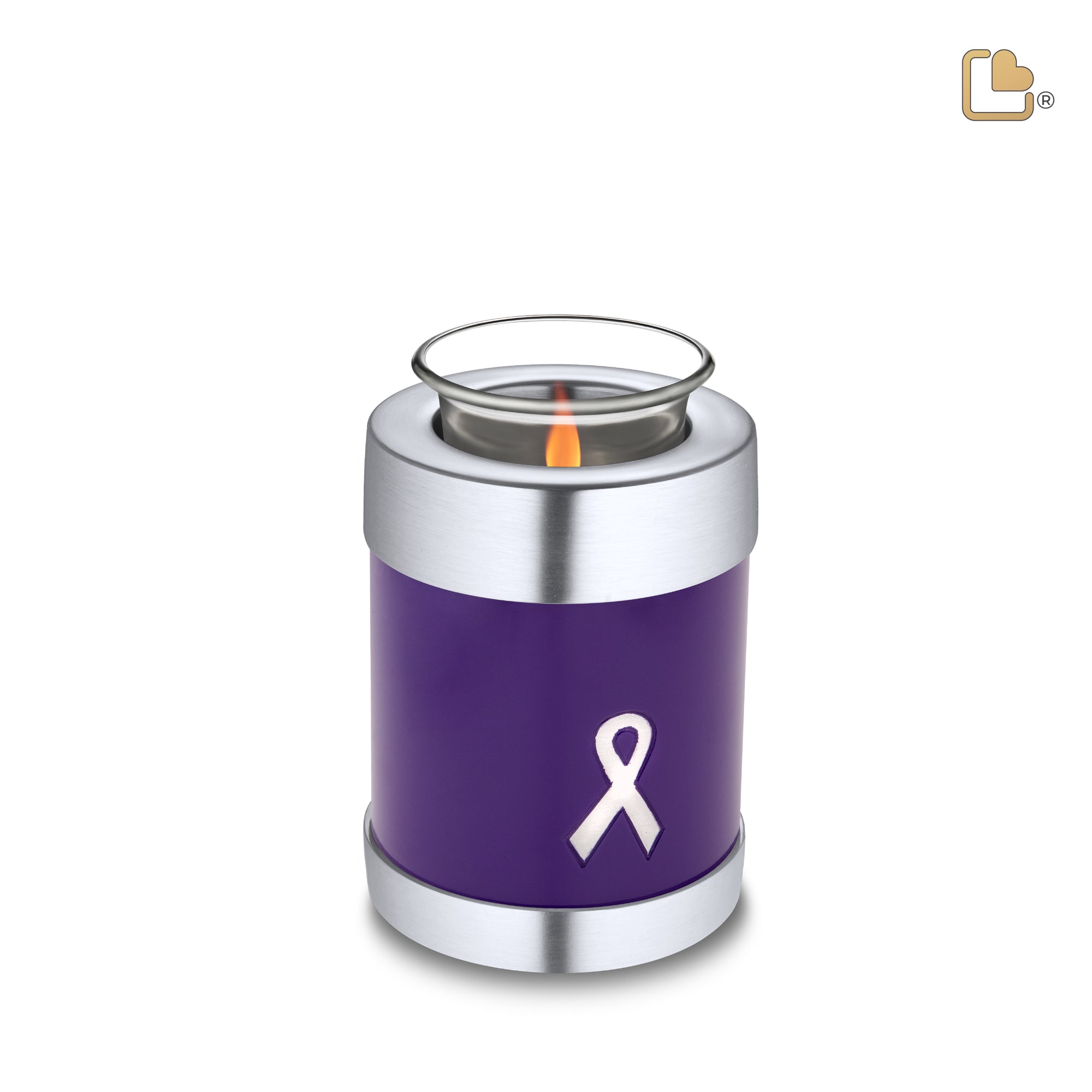T901   Awareness Tealight Urn Purple & Bru Pewter