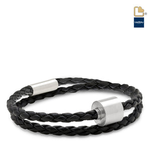 TB-BB1-XL Memento Bracelet (XL) Braided Leather Brushed Ashes Bead Black