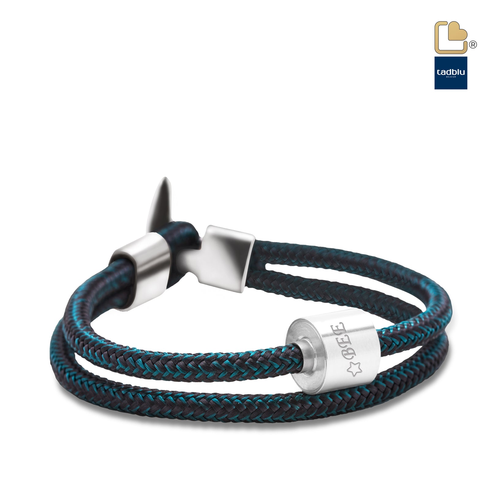 TB-BC4-M Memento Bracelet (M) Cord Brushed Ashes Bead Black-Petrol