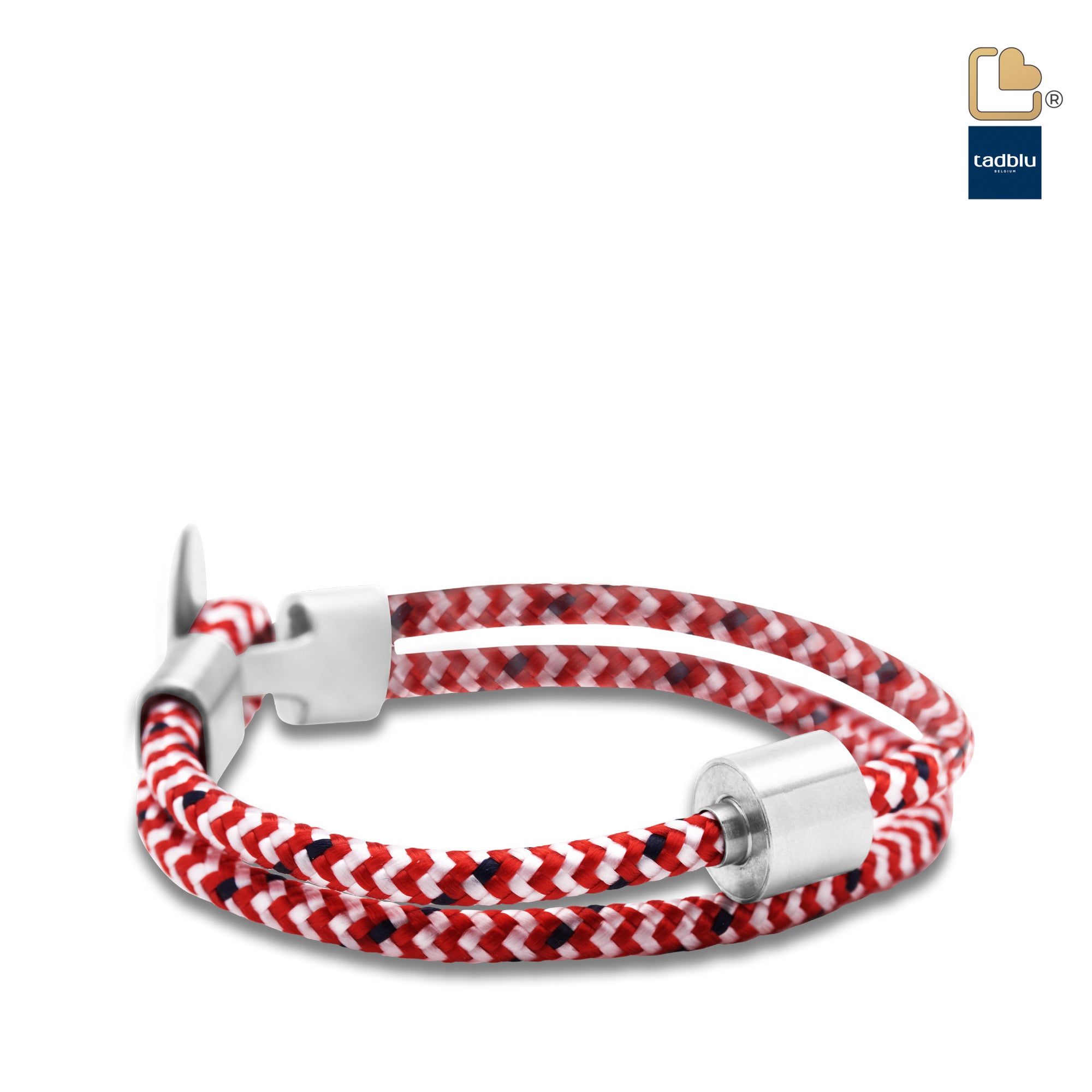 TB-BC8-XL   Memento Bracelet (XL)  Cord Brushed Ashes Bead Red-White