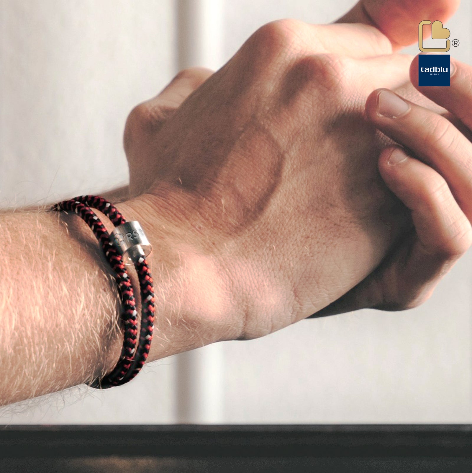 TB-BC9-S Memento Bracelet (S) Cord Brushed Ashes Bead Red-Black