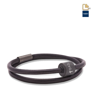 TB-BE-BL1-L Memento Bracelet (L) Smooth Leather Black Ashes Bead Black