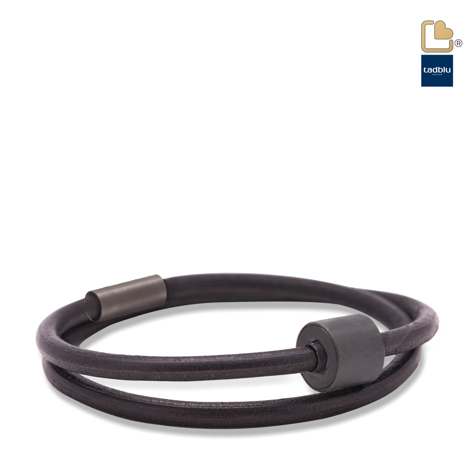 TB-BE-BL1-M Memento Bracelet (M) Smooth Leather Black Ashes Bead Black