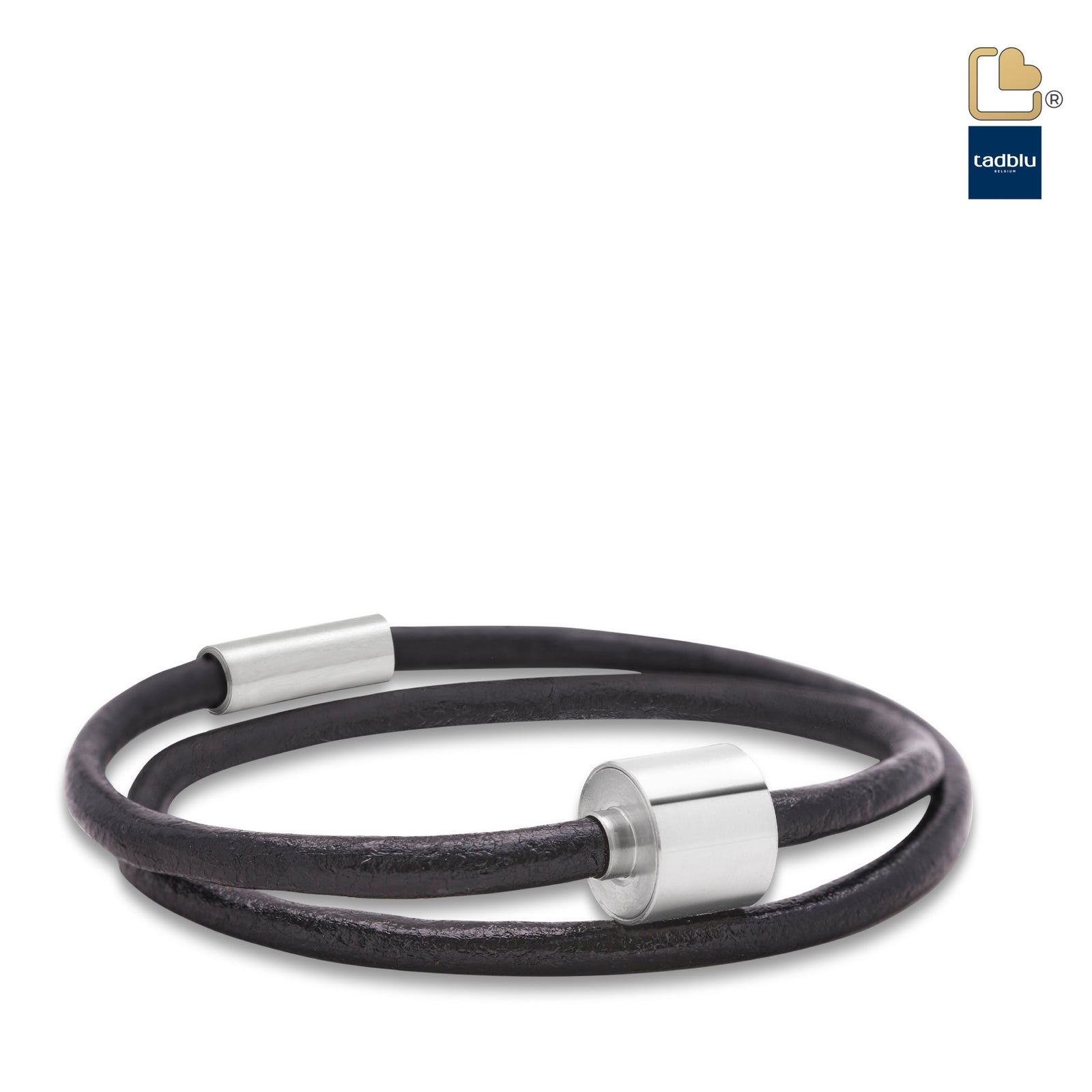 TB-BL1-L Memento Bracelet (L) Smooth Leather Brushed Ashes Bead Black