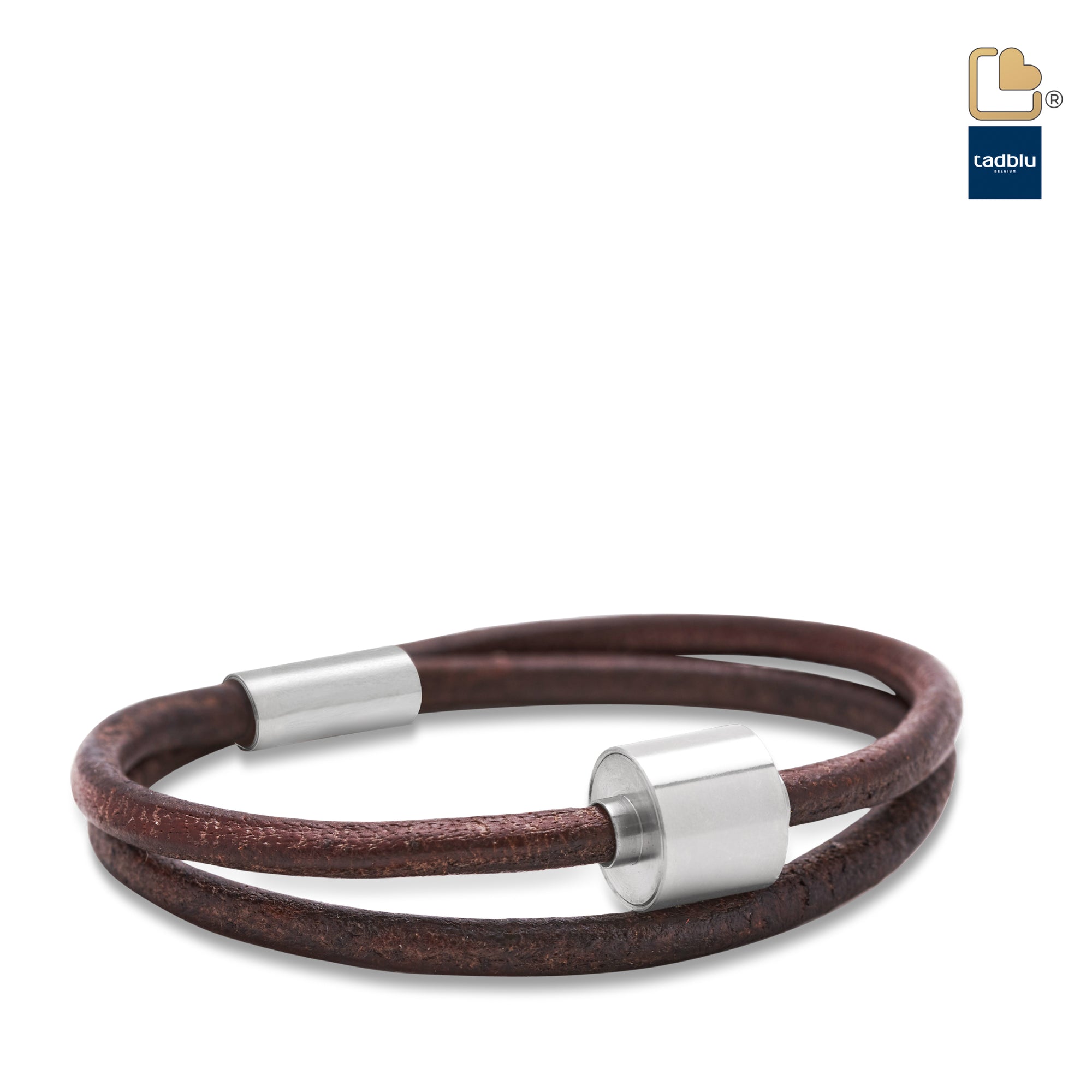 TB-BL2-S   Memento Bracelet (S)  Smooth Leather Brushed Ashes Bead Brown