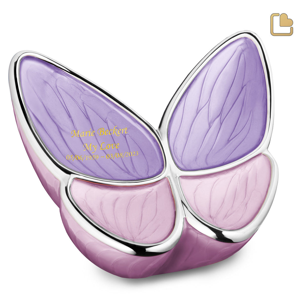 A1040   Wings of Hope Standard Adult Urn Pearl Lavender &amp; Pol Silver