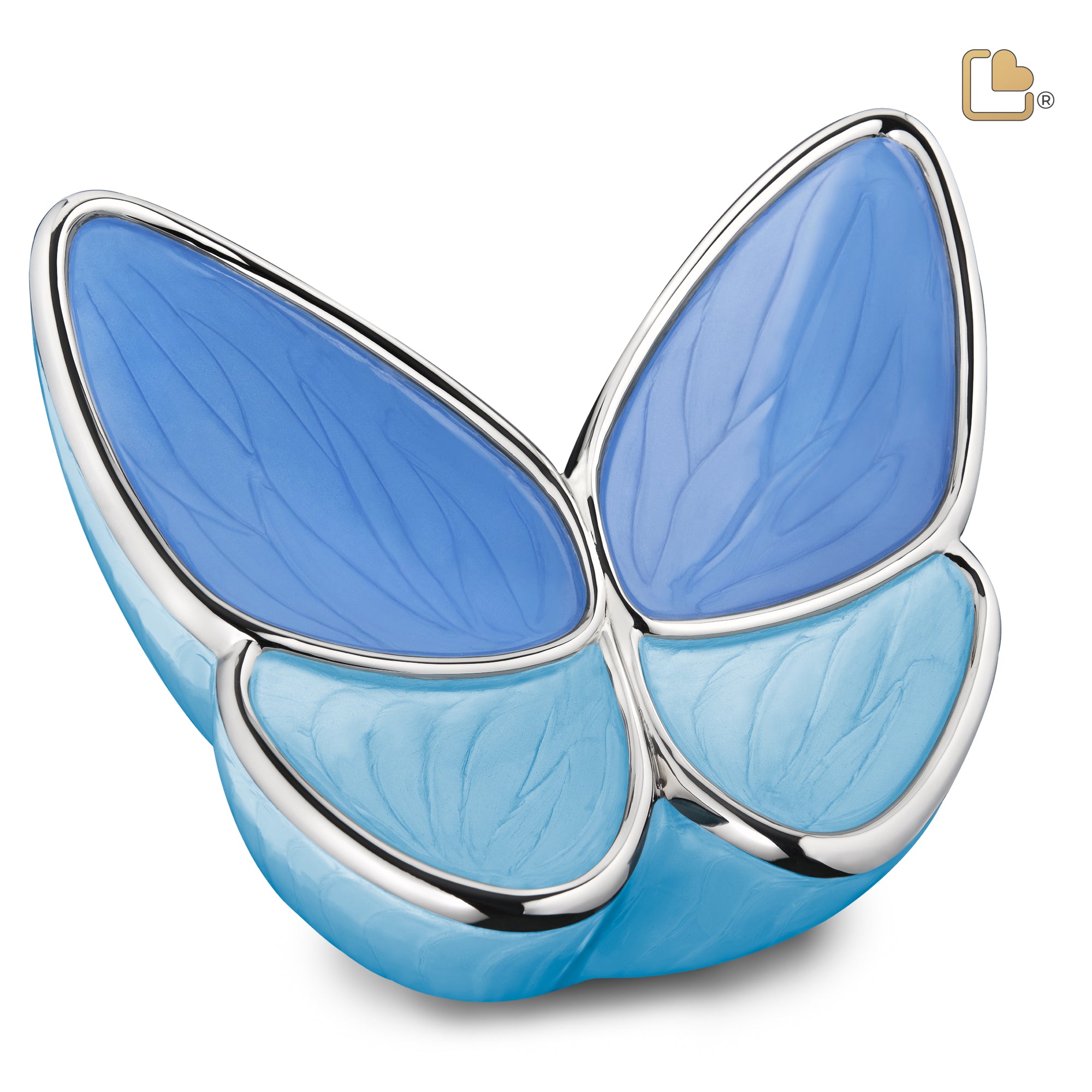 A1041   Wings of Hope Standard Adult Urn Pearl Blue & Pol Silver