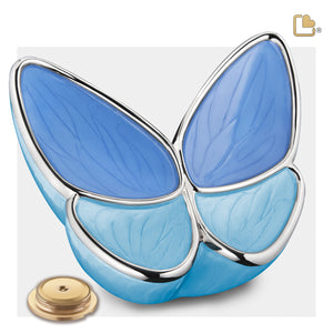 A1041   Wings of Hope Standard Adult Urn Pearl Blue & Pol Silver