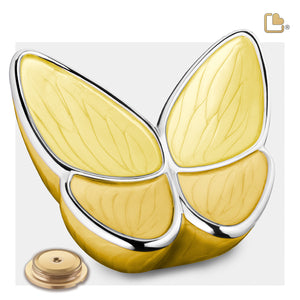 A1043   Wings of Hope Standard Adult Urn Pearl Yellow & Pol Silver