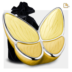 A1043   Wings of Hope Standard Adult Urn Pearl Yellow & Pol Silver