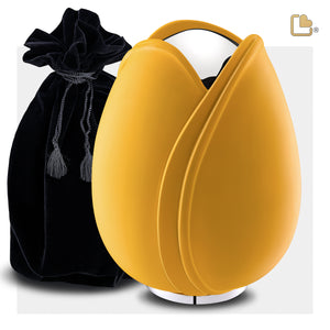 A1050   Tulip Standard Adult Urn Yellow & Pol Silver