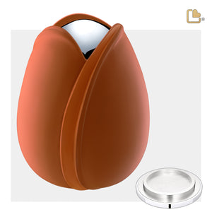 A1051   Tulip Standard Adult Urn Orange & Pol Silver