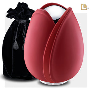 A1052   Tulip Standard Adult Urn Red & Pol Silver