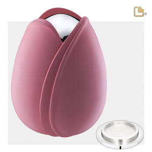 A1053   Tulip Standard Adult Urn Pink & Pol Silver