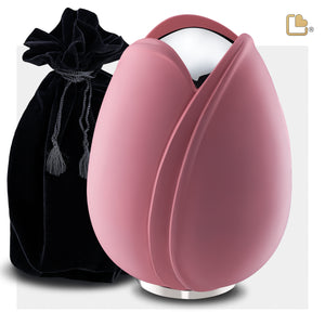 A1053   Tulip Standard Adult Urn Pink & Pol Silver