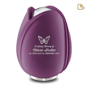 A1054   Tulip Standard Adult Urn Purple & Pol Silver