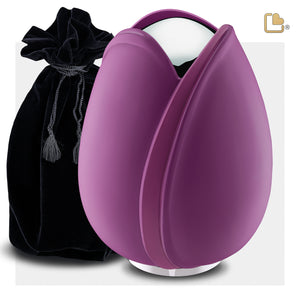 A1054   Tulip Standard Adult Urn Purple & Pol Silver