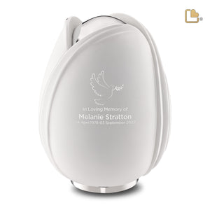 A1055   Tulip Standard Adult Urn White & Pol Silver