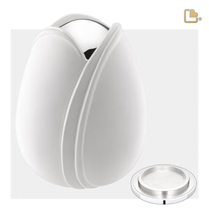 A1055   Tulip Standard Adult Urn White & Pol Silver