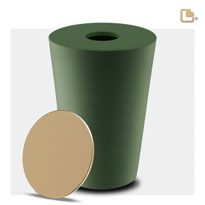 A1070   Crescent Tall Standard Adult Urn Sage Green & Bru Gold