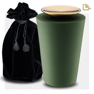 A1070   Crescent Tall Standard Adult Urn Sage Green & Bru Gold