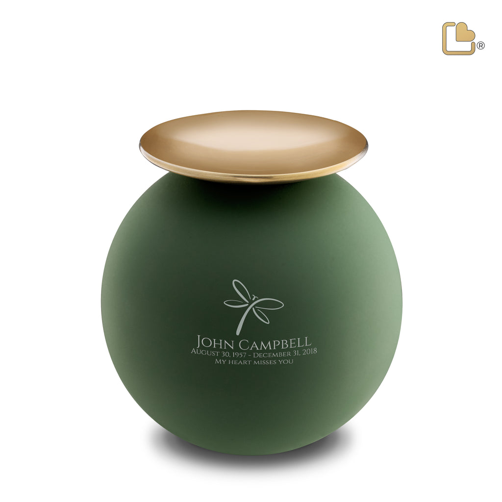 A1071 Crescent Sphere Standard Adult Urn Sage Green & Bru