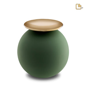 A1071   Crescent Sphere Standard Adult Urn Sage Green & Bru Gold