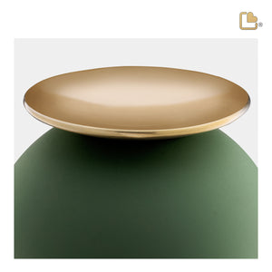 A1071   Crescent Sphere Standard Adult Urn Sage Green & Bru Gold